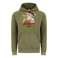 Vintage Olive merry and bright charolais cattle cow with christm Vintage Hoodie - RanaPortraitStore