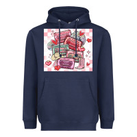 Navy valentine's day cassette tapes Heavyweight Hoodie - MaliasSmallBusiness