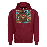 Burgundy western floral bullskull cowhide and leopard Zipper Hoodie - Artiststas