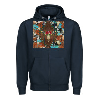 Navy western floral bullskull cowhide and leopard Zipper Hoodie - Artiststas