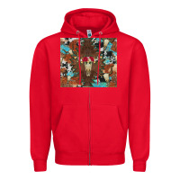 Red western floral bullskull cowhide and leopard Zipper Hoodie - Artiststas