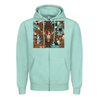 Seafoam western floral bullskull cowhide and leopard Zipper Hoodie - Artiststas