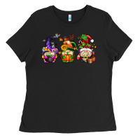 Black hallothanksmas gnome Ladies Tee - AdoDesignShop