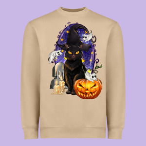 Halloween Cat And Pumpkin Heavyweight Sweatshirt Designed By Texasbilliewilder