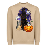 Mushroom Halloween Cat and Pumpkin Heavyweight Sweatshirt - texasbilliewilder