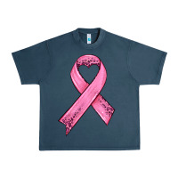 Midnight Navy pink ribbon Urban Heavy Tee - HRA Design Shop