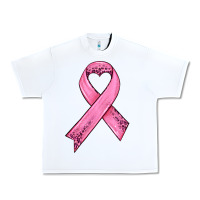 White pink ribbon Urban Heavy Tee - HRA Design Shop