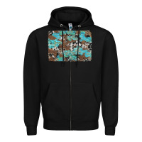 Black western cowhide and leopard with turquoise background Zipper Hoodie - Artiststas