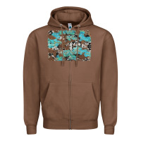 Chestnut western cowhide and leopard with turquoise background Zipper Hoodie - Artiststas