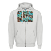 Dove Grey western cowhide and leopard with turquoise background Zipper Hoodie - Artiststas