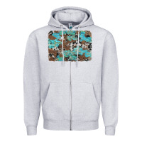 Heather Grey western cowhide and leopard with turquoise background Zipper Hoodie - Artiststas