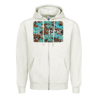 Oatmeal Heather western cowhide and leopard with turquoise background Zipper Hoodie - Artiststas
