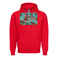 Red western cowhide and leopard with turquoise background Zipper Hoodie - Artiststas