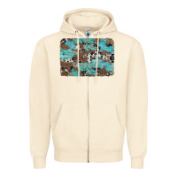 Sandshell western cowhide and leopard with turquoise background Zipper Hoodie - Artiststas