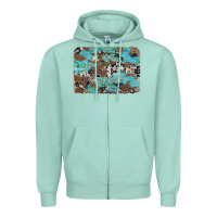 Seafoam western cowhide and leopard with turquoise background Zipper Hoodie - Artiststas