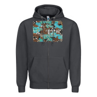 Smoke western cowhide and leopard with turquoise background Zipper Hoodie - Artiststas