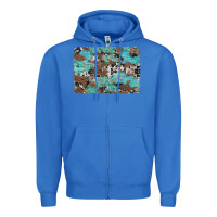 True Royal western cowhide and leopard with turquoise background Zipper Hoodie - Artiststas