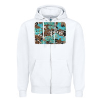 Western Cowhide And Leopard With Turquoise Background Zipper Hoodie | Teevron