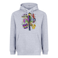 Heather Grey new orleans mardi gras streets Heavyweight Hoodie - MaliasSmallBusiness