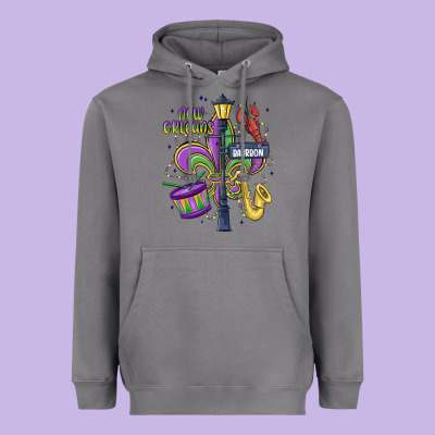 New Orleans Mardi Gras Streets Heavyweight Hoodie Designed By Maliassmallbusiness