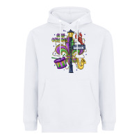 White new orleans mardi gras streets Heavyweight Hoodie - MaliasSmallBusiness