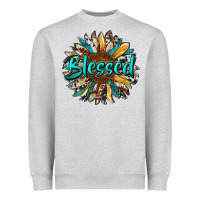 Heather Grey blessed sunflower Heavyweight Sweatshirt - RanaPortraitStore