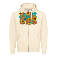 Sandshell sunflower turquoise and  leather background Zipper Hoodie - Artiststas