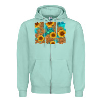Seafoam sunflower turquoise and  leather background Zipper Hoodie - Artiststas
