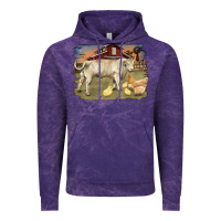 Cloud Purple charolaris bull and chicken in barnyard Vintage Hoodie - RanaPortraitStore