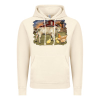 Vintage Artic charolaris bull and chicken in barnyard Vintage Hoodie - RanaPortraitStore