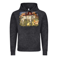 Vintage Black charolaris bull and chicken in barnyard Vintage Hoodie - RanaPortraitStore