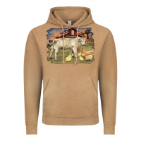 Vintage Camel charolaris bull and chicken in barnyard Vintage Hoodie - RanaPortraitStore