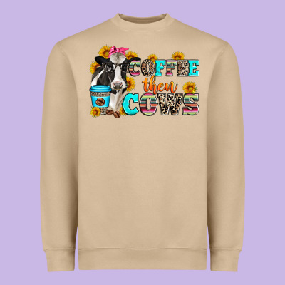 Coffee Then Cows Heavyweight Sweatshirt Designed By Zillion Design Studio