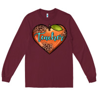Burgundy teacher heart Long Sleeve Tee - JahusDesignShop