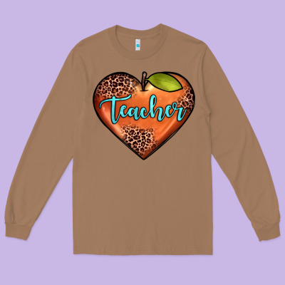 Teacher Heart Long Sleeve Tee Designed By Jahusdesignshop