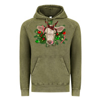 Vintage Olive Christmas charolais calf Vintage Hoodie - RanaPortraitStore