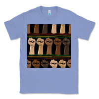 Colony Blue melanin rised fist seamless pattern Classic Tee - BundleAndBundleShop