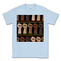 Dusty Blue melanin rised fist seamless pattern Classic Tee - BundleAndBundleShop