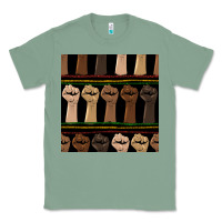Sage melanin rised fist seamless pattern Classic Tee - BundleAndBundleShop