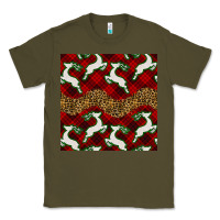 Army Green christmas deer and plaid seamless pattern Classic Tee - BundleAndBundleShop