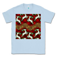 Dusty Blue christmas deer and plaid seamless pattern Classic Tee - BundleAndBundleShop