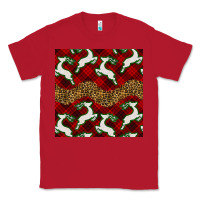 Red christmas deer and plaid seamless pattern Classic Tee - BundleAndBundleShop