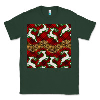 Sports Green christmas deer and plaid seamless pattern Classic Tee - BundleAndBundleShop