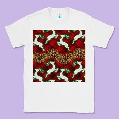 Christmas Deer And Plaid Seamless Pattern Classic Tee Designed By Bundleandbundleshop