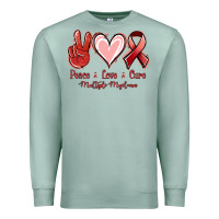Seafoam Peace love cure Multiple Myeloma Premium Sweatshirt - NancyCooperArtShop