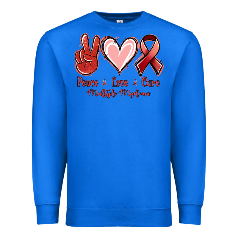 Peace Love Cure Multiple Myeloma Premium Sweatshirt by NancyCooperArtShop | Teevron