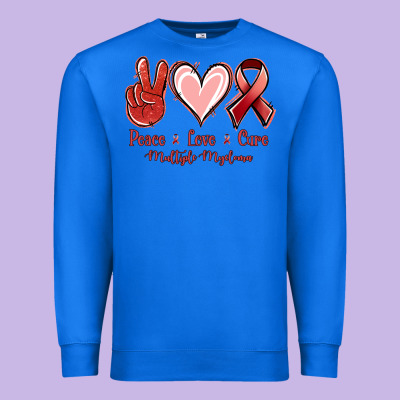Peace Love Cure Multiple Myeloma Premium Sweatshirt Designed By Nancycooperartshop