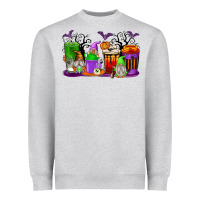 Heather Grey Halloween Gnomes Coffee Cups Heavyweight Sweatshirt - texasbilliewilder