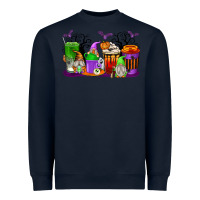 Navy Halloween Gnomes Coffee Cups Heavyweight Sweatshirt - texasbilliewilder