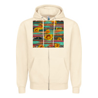 Sandshell sunflower serape wood and cowhide Zipper Hoodie - Artiststas
